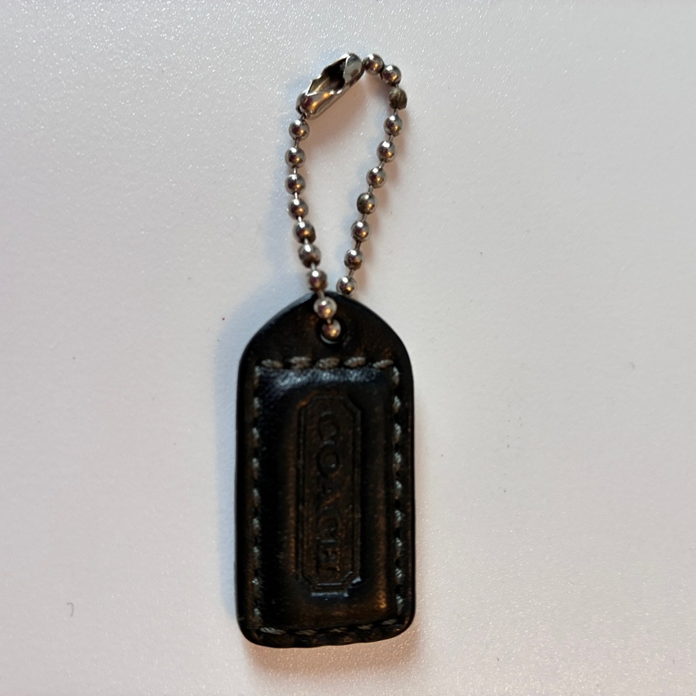 Coach Black Leather Ball Chain Hangtag